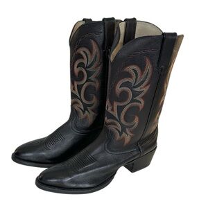 Durango Men's Black Western Cowboy Leather Boots with Embroidered Design Size 12